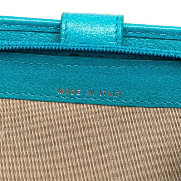 CHANEL Authentic Blue Lambskin Leather Logo Wallet - Picture 12 of 14